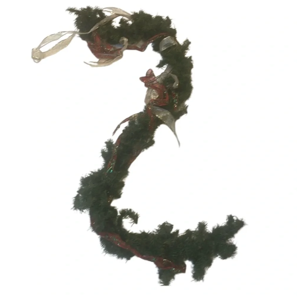 6 ft Christmas holiday garland ribbon table decor wreath mirror staircase window